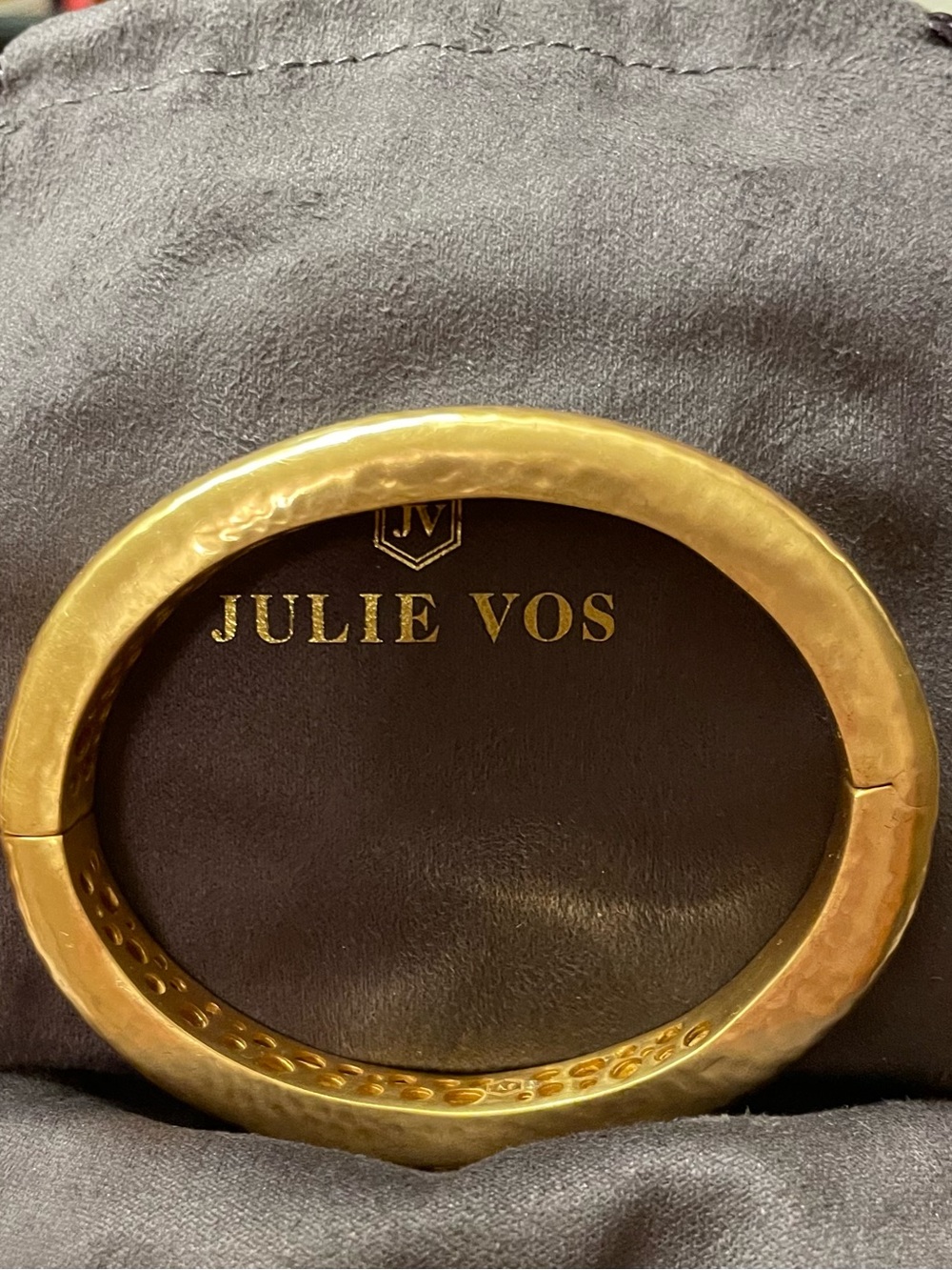 Julie Vos Gold Hammered Catalina Hinge Bangle